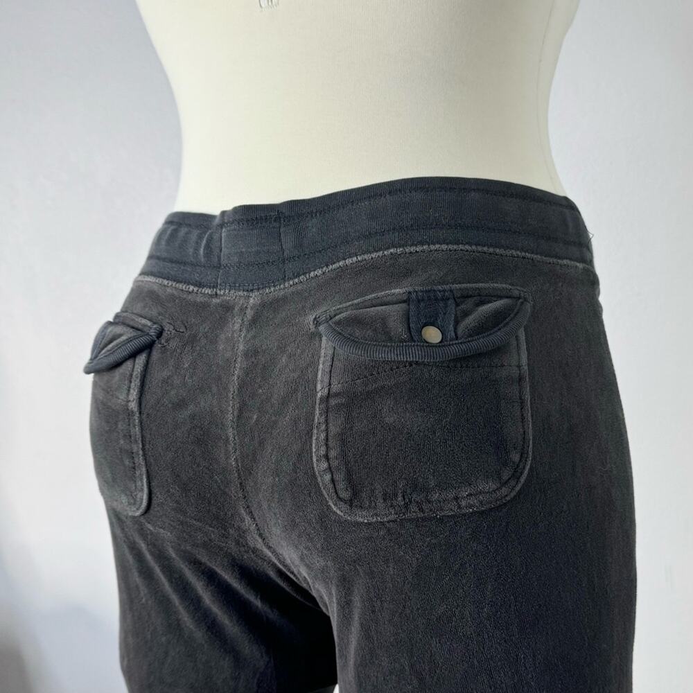 Y2K Velour Low Rise Flare Pants Back Pockets Gray SO Size L